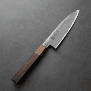 日野浦刃物 味方屋 蔬果刀<br>150mm 白紙鋼 松葉鎚目 玫瑰木八角柄