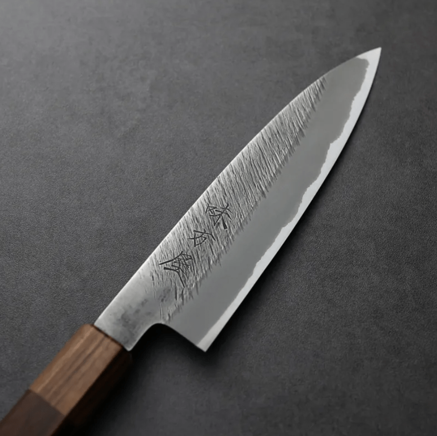 日野浦刃物 味方屋 蔬果刀<br>150mm 白紙鋼 松葉鎚目 玫瑰木八角柄