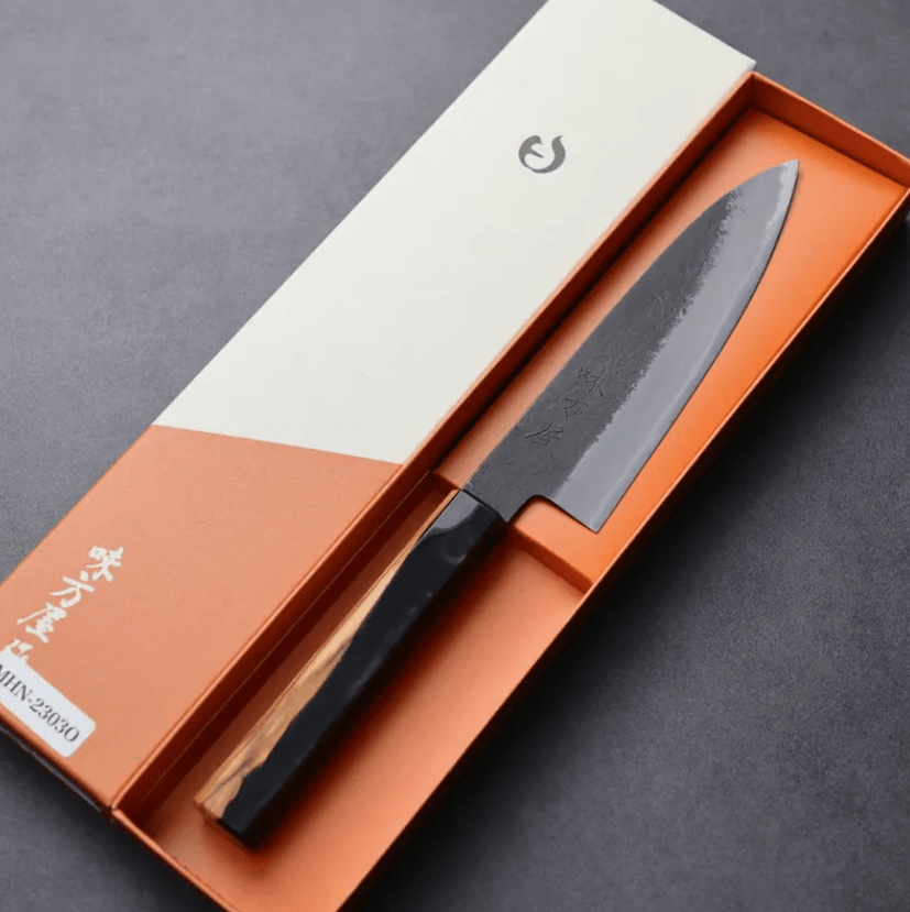 日野浦刃物 味方屋 蔬果刀 150mm 白紙鋼 黑打梨地 橄欖木 (2) 日野浦刃物 味方屋 蔬果刀 150mm<br>白紙鋼 黑打梨地 橄欖木