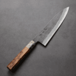 日野浦刃物 味方屋 牛刀 210mm<br> 白紙鋼 黑打鍛地墨流 特殊柄