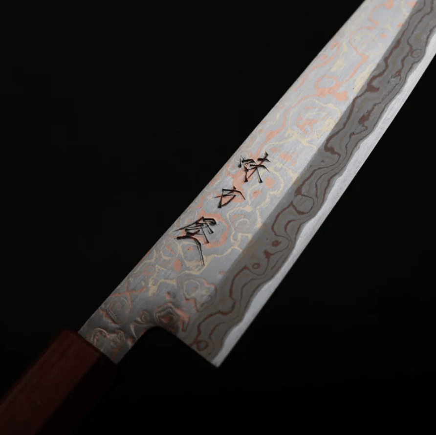 活動_日野浦刃物 味方屋 筋引 210mm 青紙鋼 有色大馬士革 (2) 日野浦刃物 味方屋 筋引 210mm<br>青紙鋼 有色大馬士革