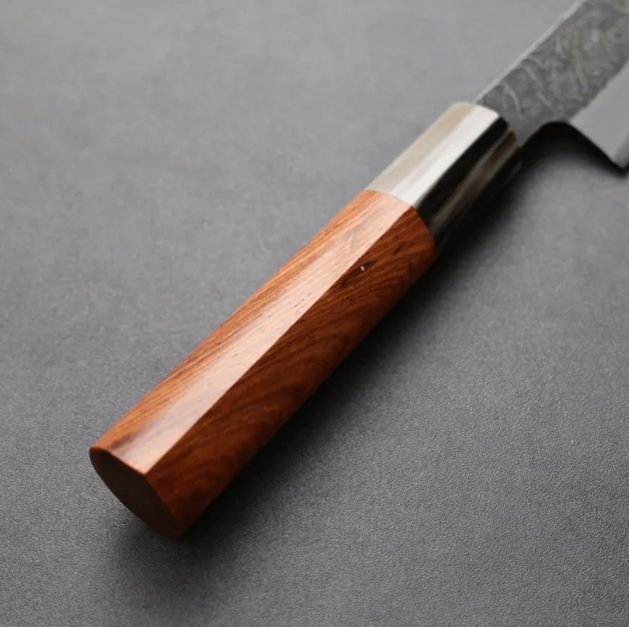 活動_日野浦刃物 味方屋 蔬果刀 135mm 白紙鋼 黑打鍛地墨流 (4) 日野浦刃物 味方屋 蔬果刀 135mm<br>白紙鋼 黑打鍛地墨流 特殊柄