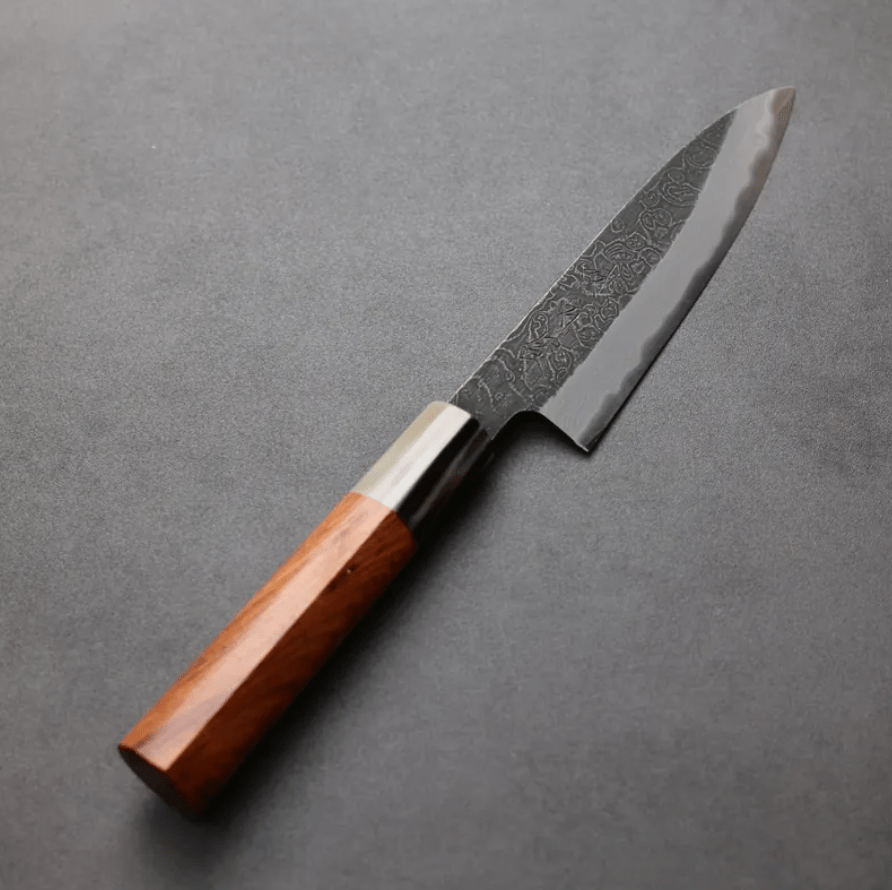 活動_日野浦刃物 味方屋 蔬果刀 135mm 白紙鋼 黑打鍛地墨流 日野浦刃物 味方屋 蔬果刀 135mm<br>白紙鋼 黑打鍛地墨流 特殊柄