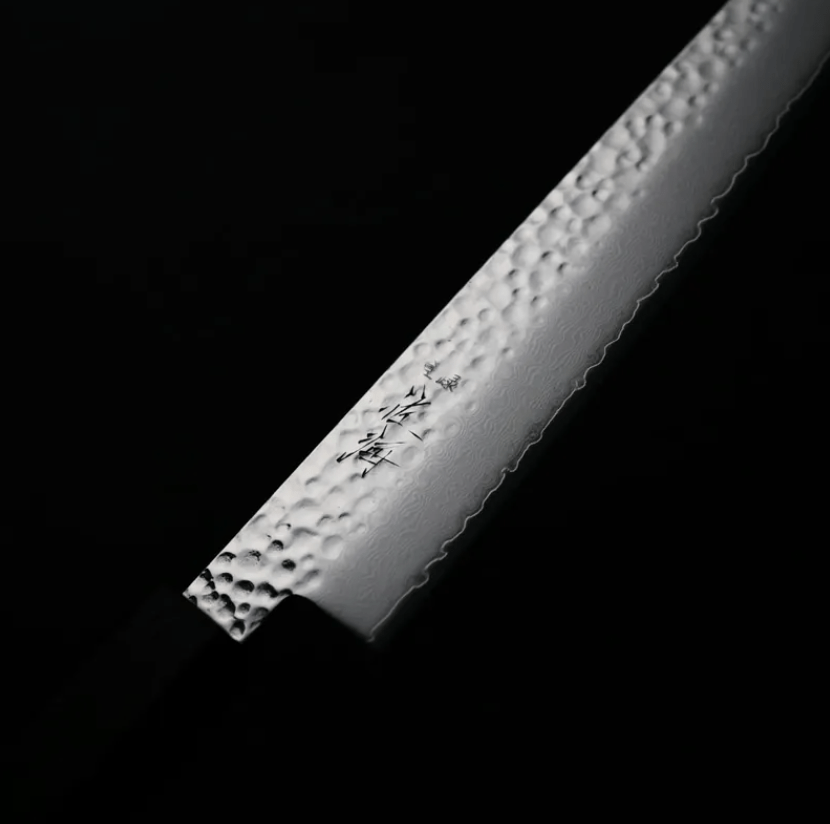 佐海 筋引 240mm VG10鋼<br>鎚目大馬士革 紅柄