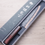 初心x二唐 喜 牛刀 240mm<br>SLD鋼 黑打有色大馬士革