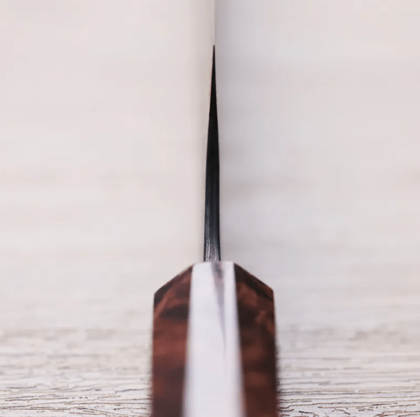 初心x二唐 喜 牛刀 240mm<br>SLD鋼 黑打有色大馬士革