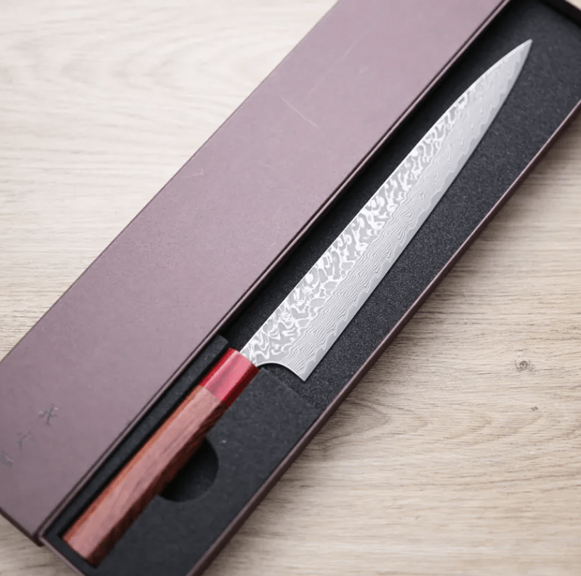 加藤義實 筋引 270mm <br>SG2粉末HSS鋼 鎳染大馬士革