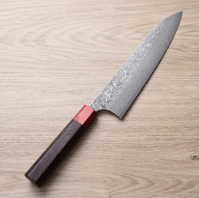 加藤義實 牛刀 210mm SG2粉末HSS鋼 鎳染大馬士革 加藤義實 牛刀 210mm <br>SG2粉末HSS鋼 鎳染大馬士革