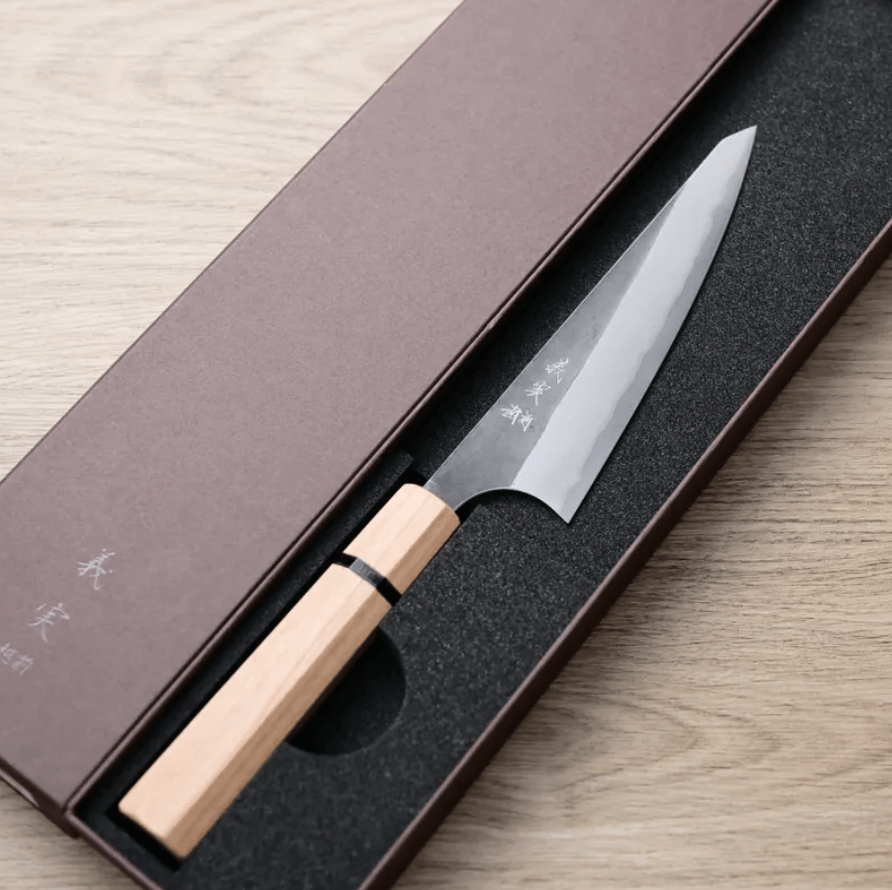 加藤義實 骨刻 150mm 青紙超級鋼 黑打 (2) 加藤義實 骨刻 150mm<br>青紙超級鋼 黑打