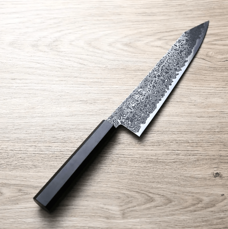 初心 流冰 牛刀 210mm<br>SG2鋼 黑染大馬士革