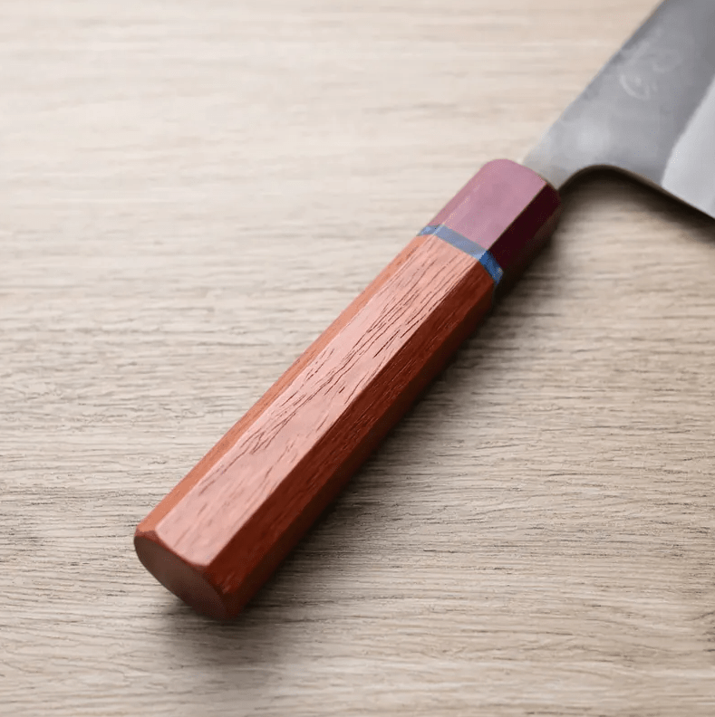 初心x吉金刃物 切付牛刀 <br>210mm 白紙鋼 黑梨地