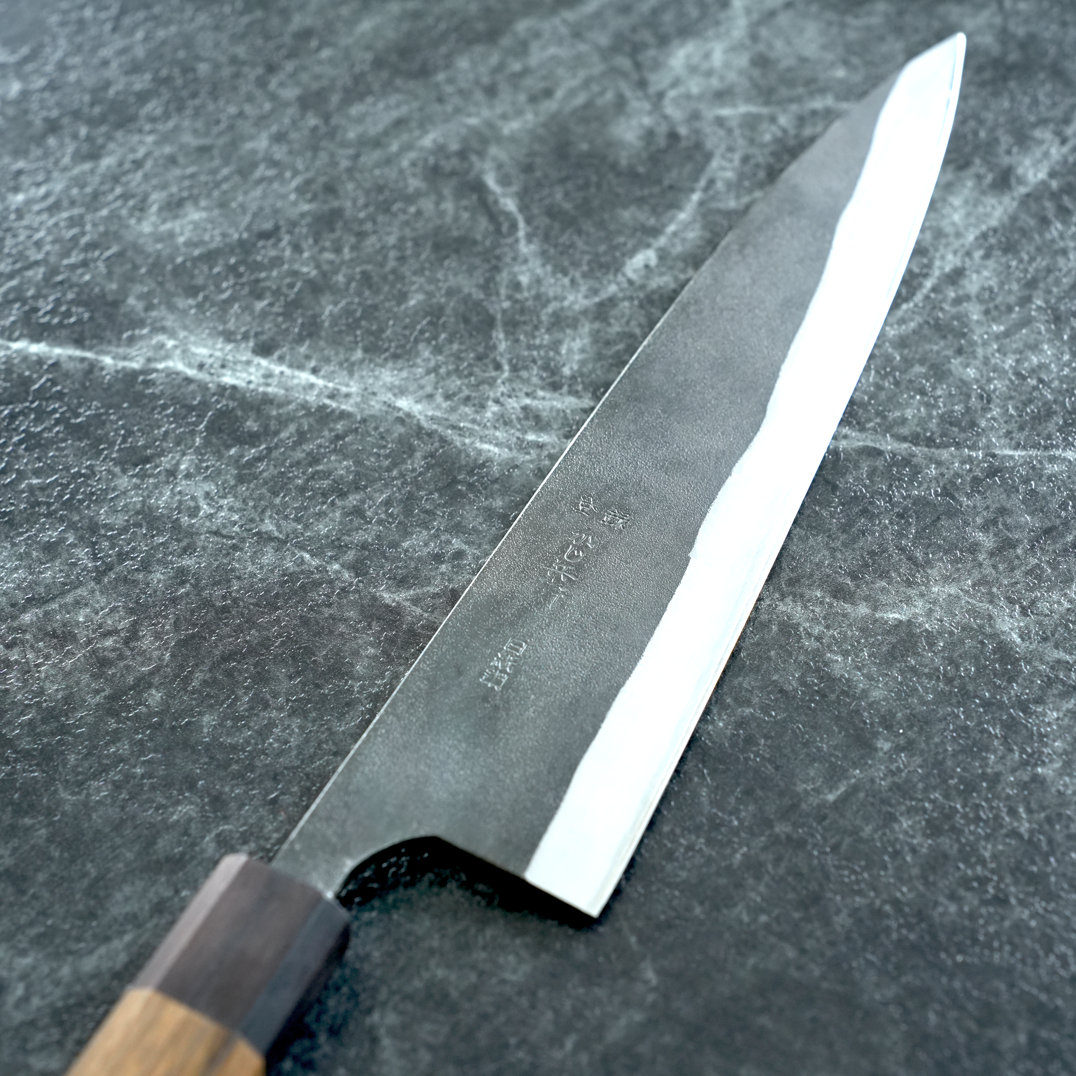 石川刃物 牛刀 240mm 白紙鋼 黑打:圖片 2
