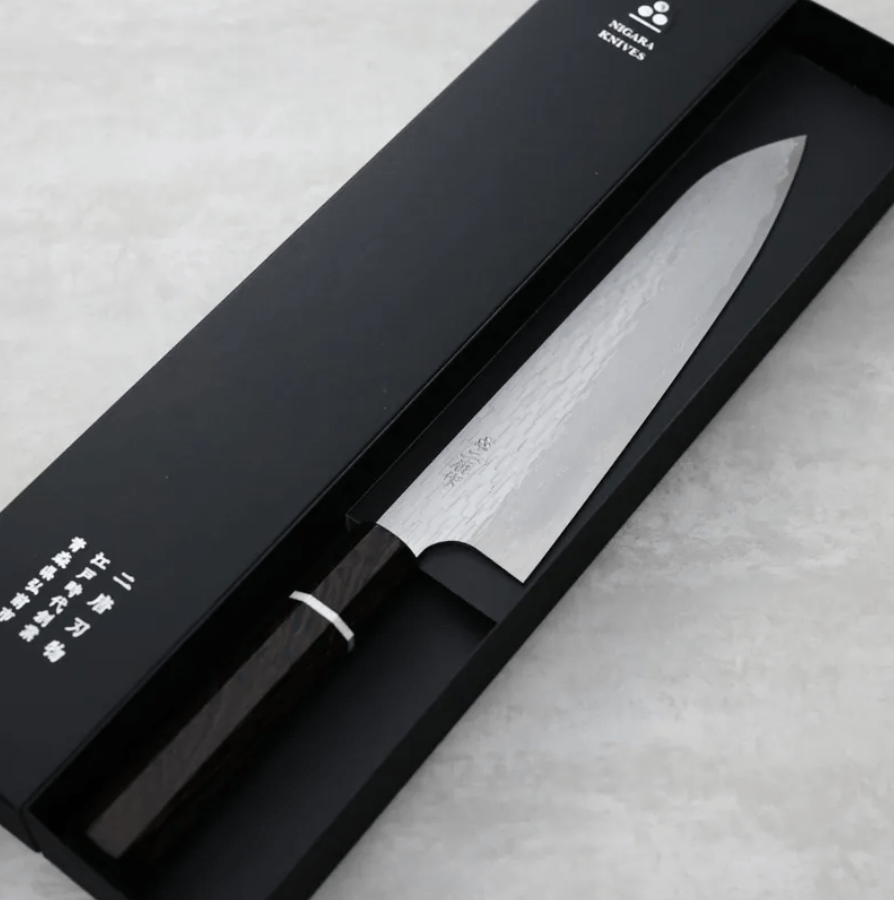 二唐刃物 牛刀 225mm VG XEOS鋼<br>鎚目大馬士革