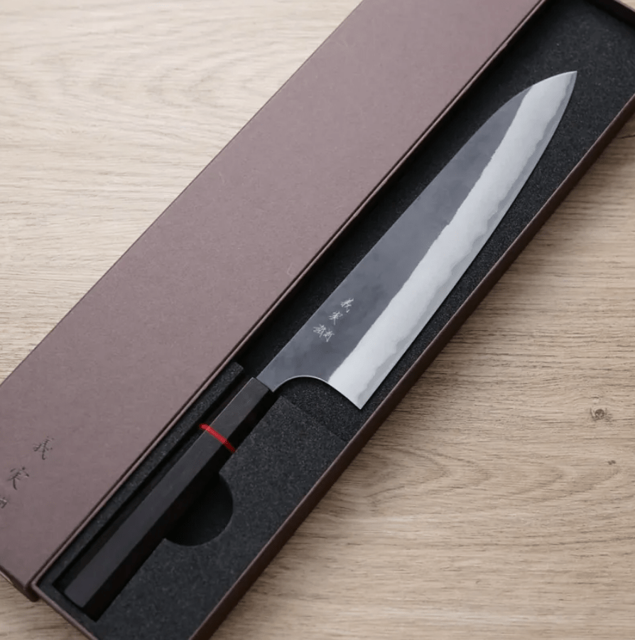 加藤義実 牛刀 240mm 青紙超級鋼 黑打梨地 (2) 加藤義実 牛刀 240mm <br>青紙超級鋼 黑打梨地