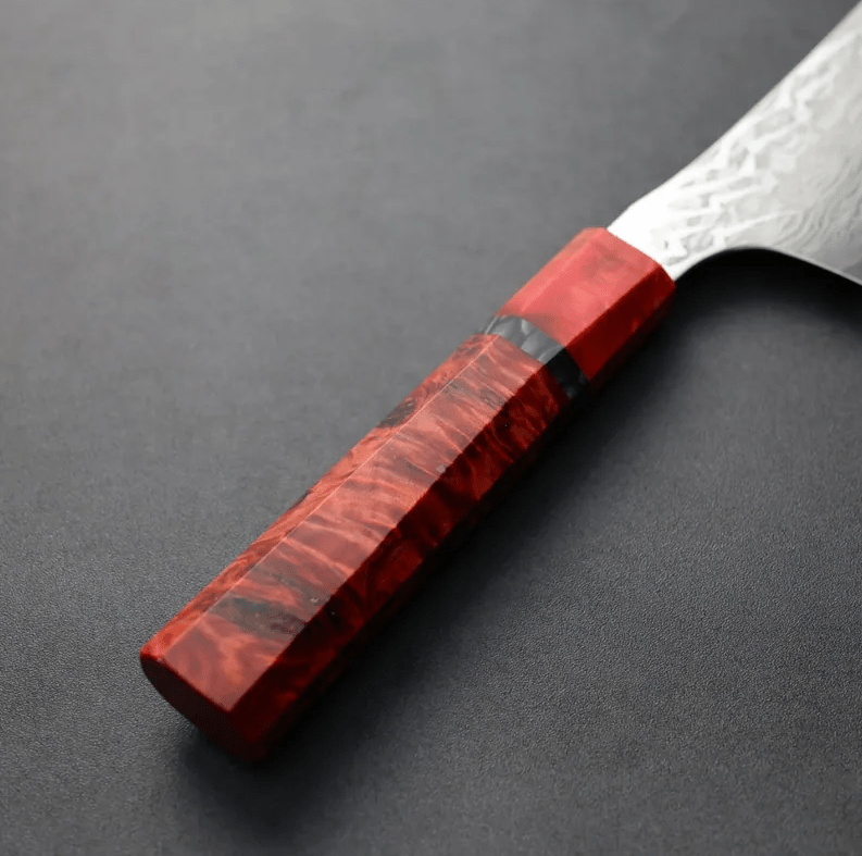 龍泉刃物 紅蓮緋龍 牛刀 210mm SG Strix <br> 63層鎳染大馬士革