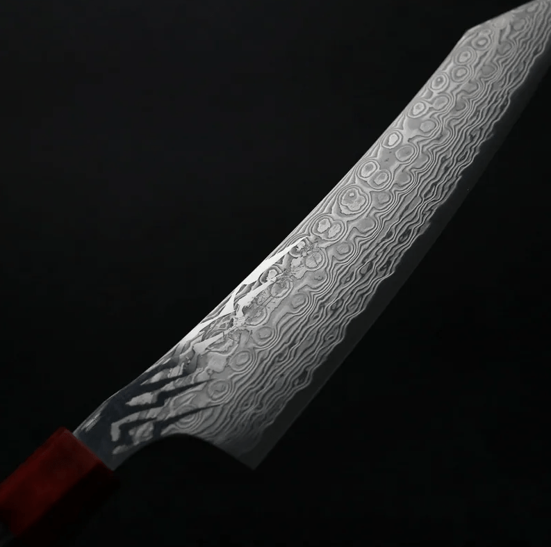 龍泉刃物 紅蓮緋龍 牛刀 210mm SG Strix <br> 63層鎳染大馬士革