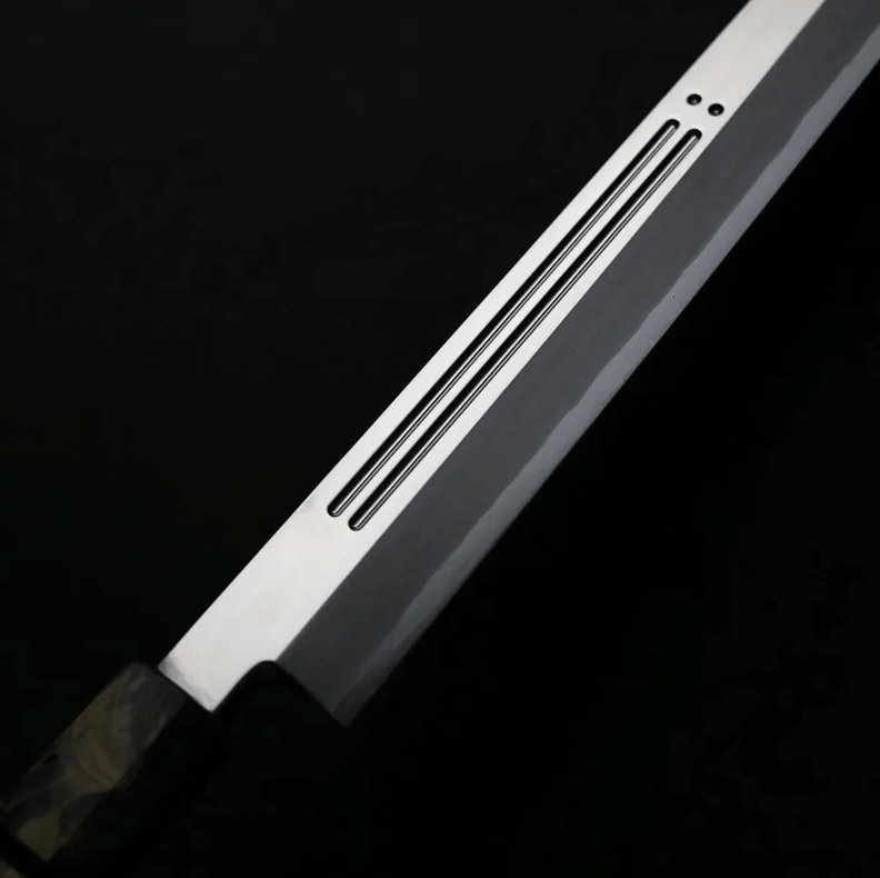 山脇刃物/鄉右馬允義弘 切付柳刃<br>300mm 銀三綱 鏡面血流