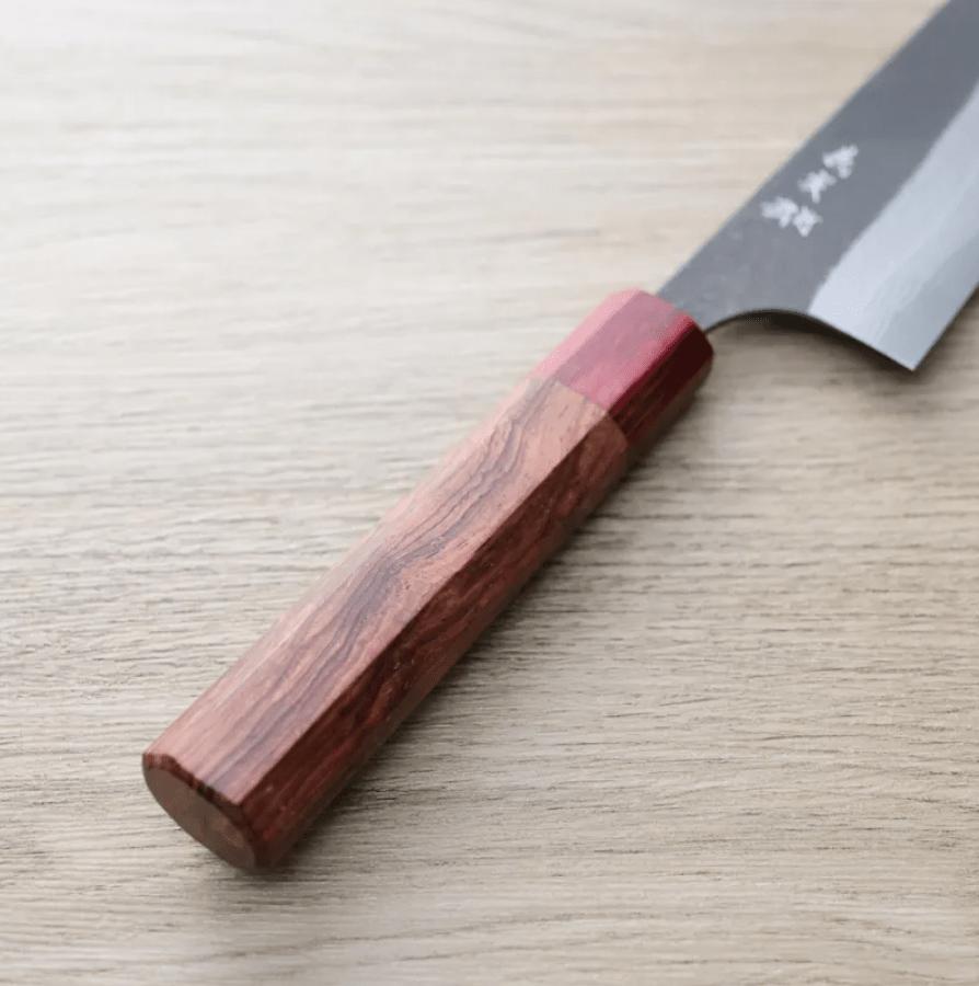 加藤義実 切付牛刀 210mm 青紙超級鋼 黑打墨流