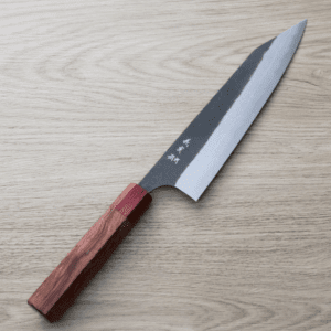 加藤義実 切付牛刀 210mm 青紙超級鋼 黑打墨流