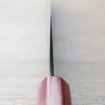 加藤義実 切付牛刀 210mm 青紙超級鋼 黑打墨流