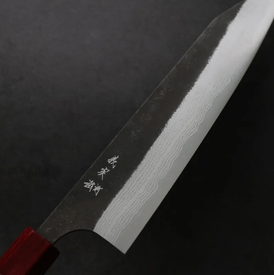 加藤義実 切付牛刀 210mm 青紙超級鋼 黑打墨流