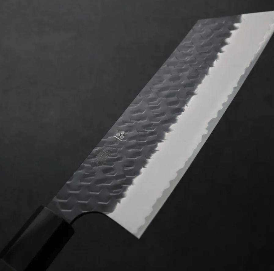 二唐刃物 菜切 180mm <br>SG2粉末HSS鋼 黑打鎚目