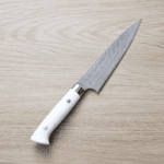 佐治武士 蔬果 150mm VG10鋼<br>十字鎚目 黑染大馬士革 白壓克力柄