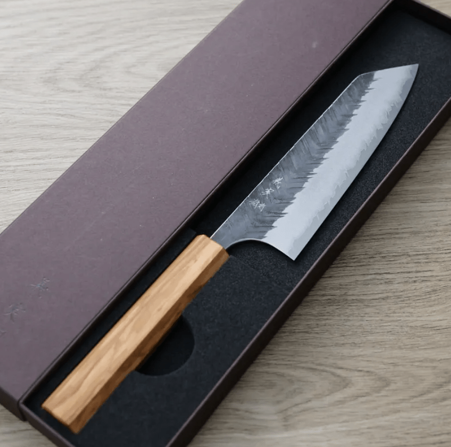 加藤義實 V鎚目 文化 170mm 青紙超級鋼 黑打 (2) 加藤義實 V鎚目 文化 170mm 青紙超級鋼 黑打