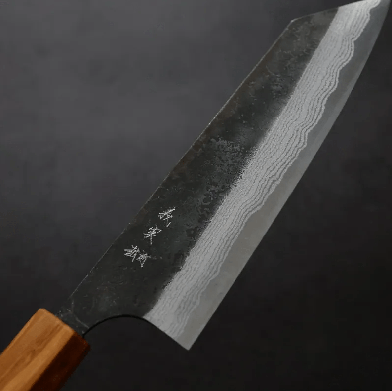 加藤義實 文化刀 170mm 青紙超級鋼 黑打墨流