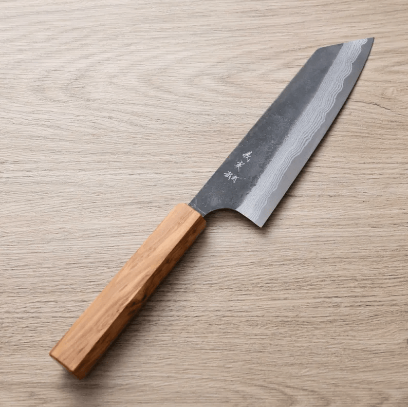 加藤義實 文化刀 170mm 青紙超級鋼 黑打墨流