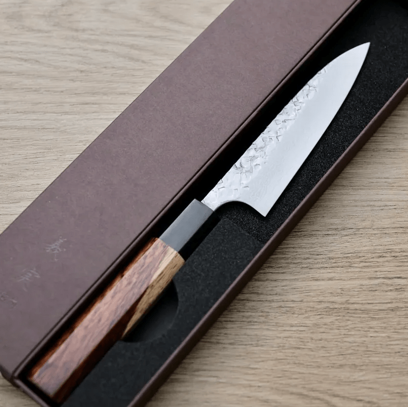 加藤義實 蔬果刀 120mm VG10鋼<br>鍛造/大馬士革