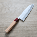 增谷訓生 三德刀 170mm VG10鋼 <br>刻流 和柄 	櫻桃八角柄