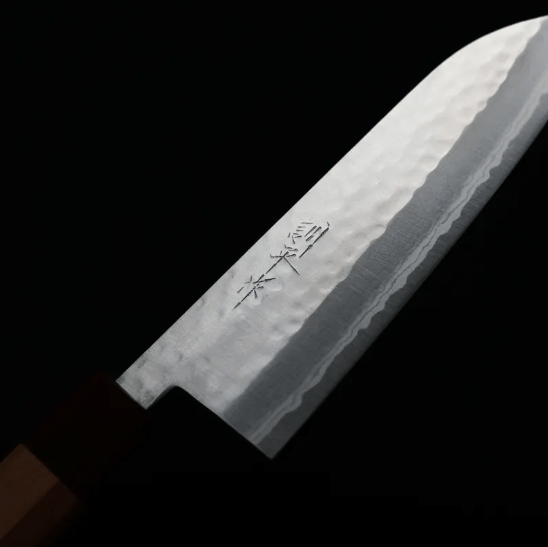 增谷訓生 三德刀 170mm VG10鋼 <br>刻流 和柄 	櫻桃八角柄