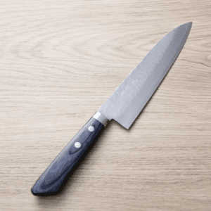 增谷訓生 牛刀 180mm VG10鋼 鎚目大馬士革 刻流 藍柄 增谷訓生 牛刀 180mm VG10鋼<br>鎚目大馬士革 刻流藍柄