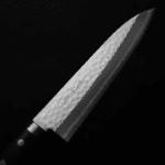 增谷訓生 牛刀 180mm VG10鋼<br>鎚目大馬士革 刻流藍柄