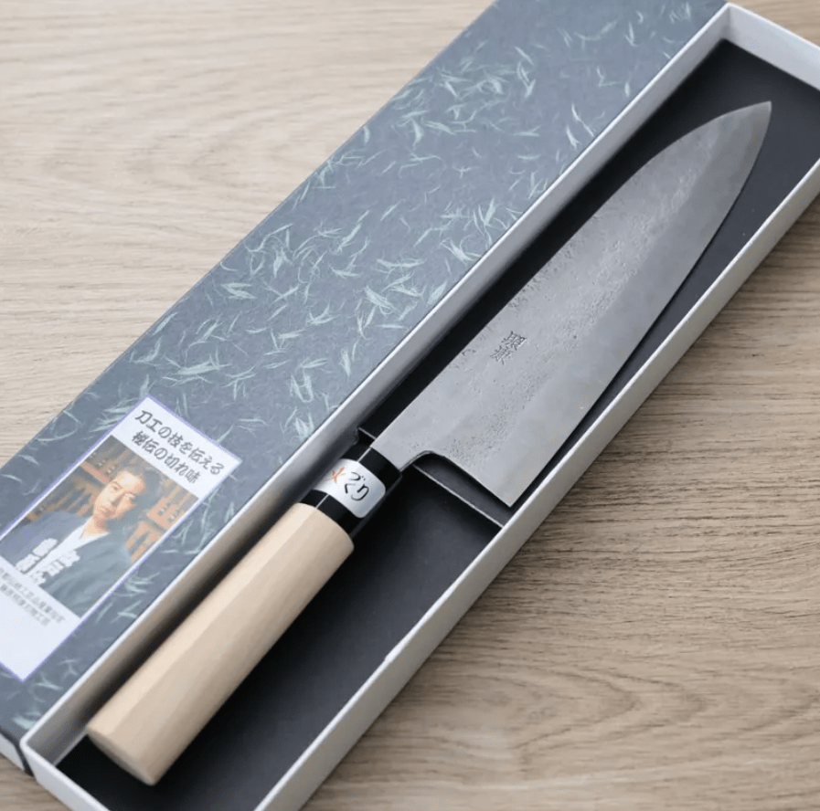 藤原照康 梨地 牛刀 210mm<br>白紙1號鋼