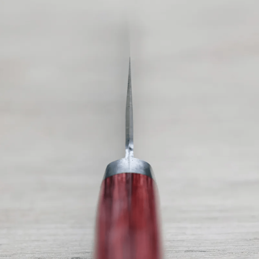 增谷訓生 牛刀 180mm VG10鋼<br>鎚目大馬士革 雪華 紅柄