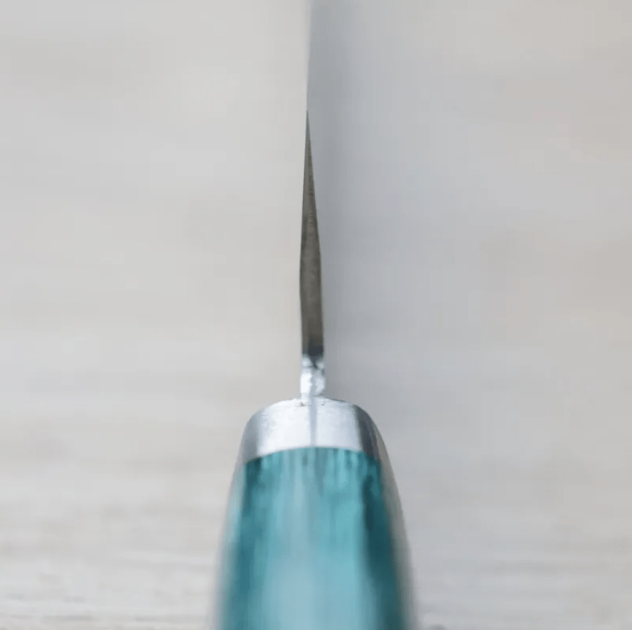 增谷訓生 牛刀 180mm VG10鋼<br>鎚目大馬士革 雪華 綠柄