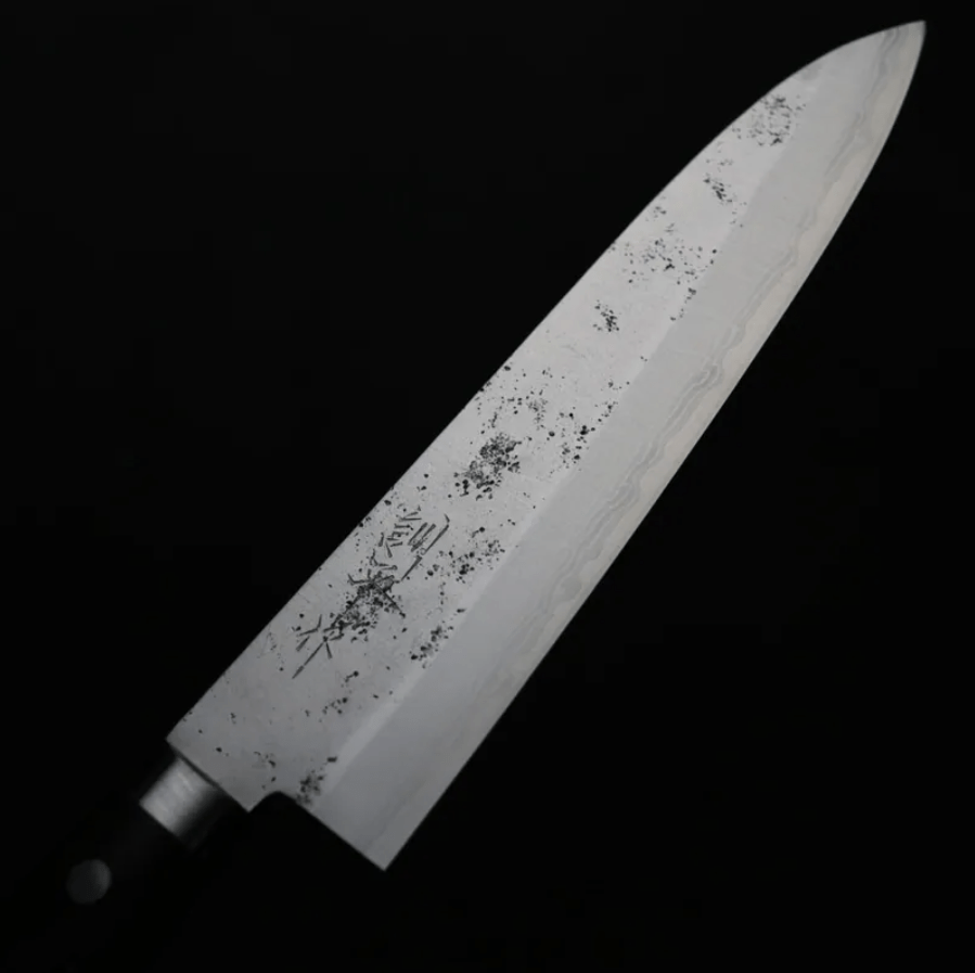增谷訓生 牛刀 180mm VG10鋼<br>鎚目大馬士革 雪華 蘇格蘭柄