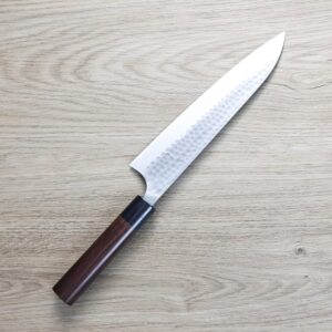 安立勝重 牛刀 210mm 青紙鋼 槌目