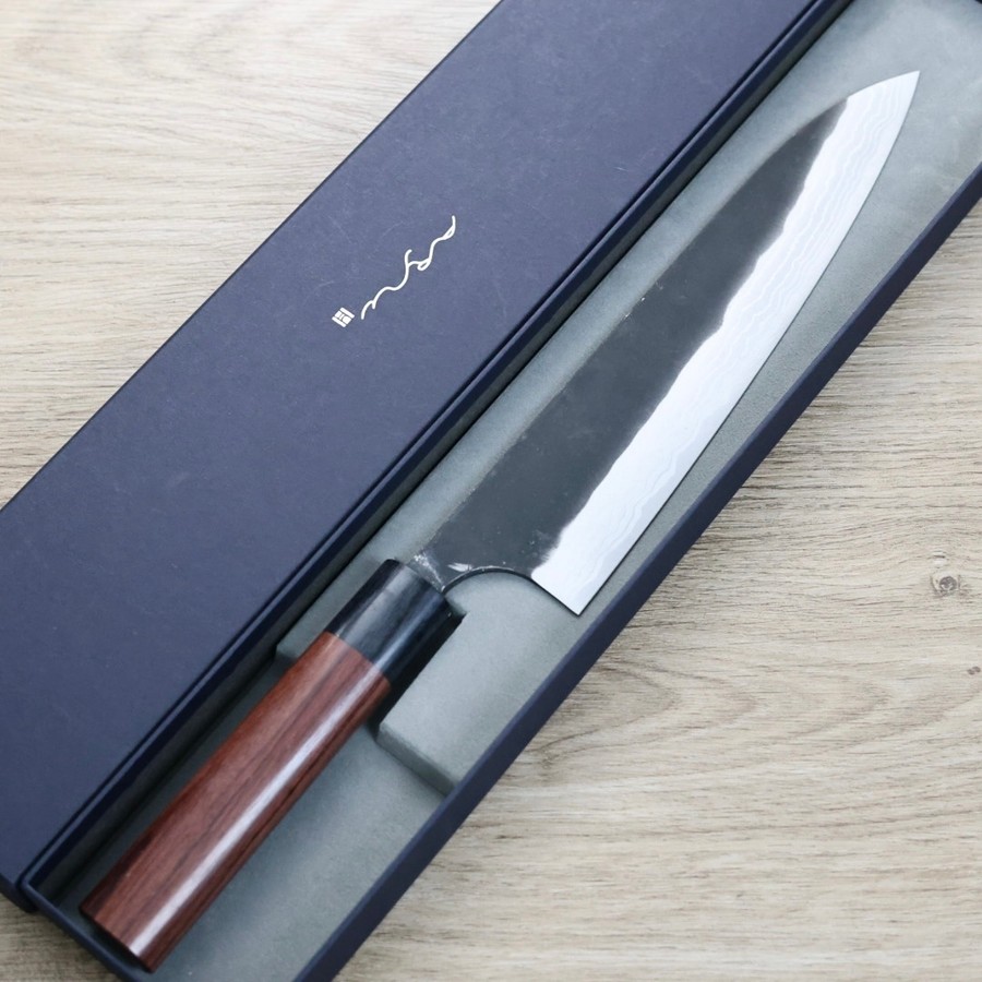 安立打刃物 牛刀 210mm 白紙鋼 黑打 墨流