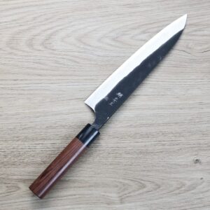 安立打刃物 牛刀 210mm 白紙鋼 黑打 墨流