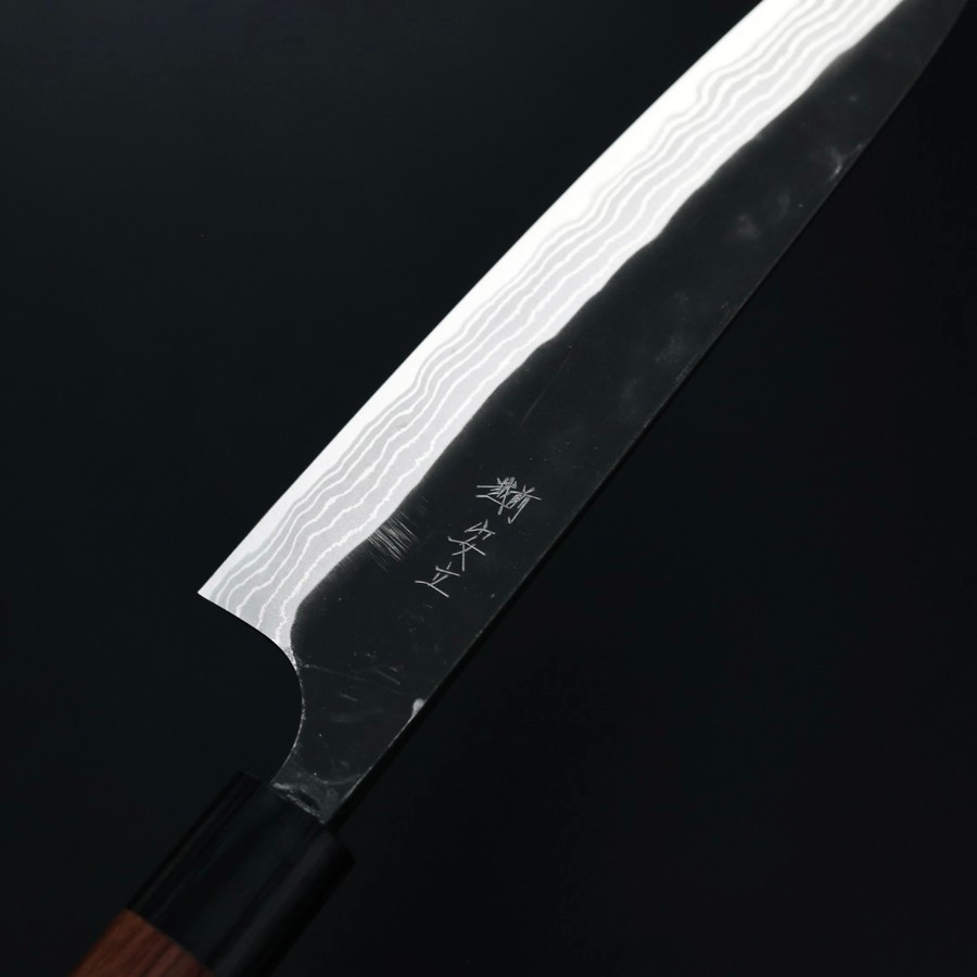 安立打刃物 牛刀 210mm 白紙鋼 黑打 墨流