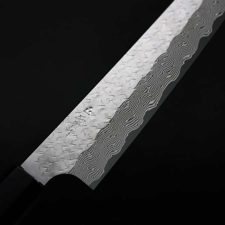 藍包丁 x 二唐刃物 筋引 240mm SG Strix粉末HSS鋼 鎚目大馬士革