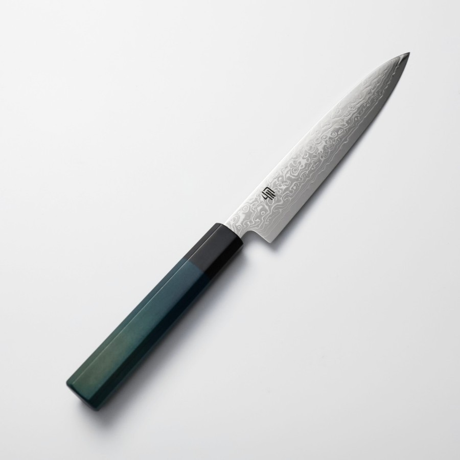 藍包丁 蔬果刀 150mm 銀三鋼 大馬士革