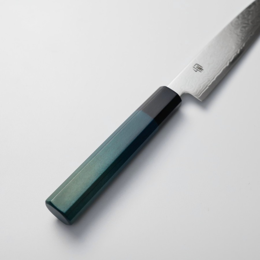 藍包丁 蔬果刀 150mm 銀三鋼 大馬士革