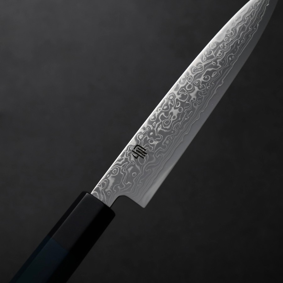 藍包丁 蔬果刀 150mm 銀三鋼 大馬士革