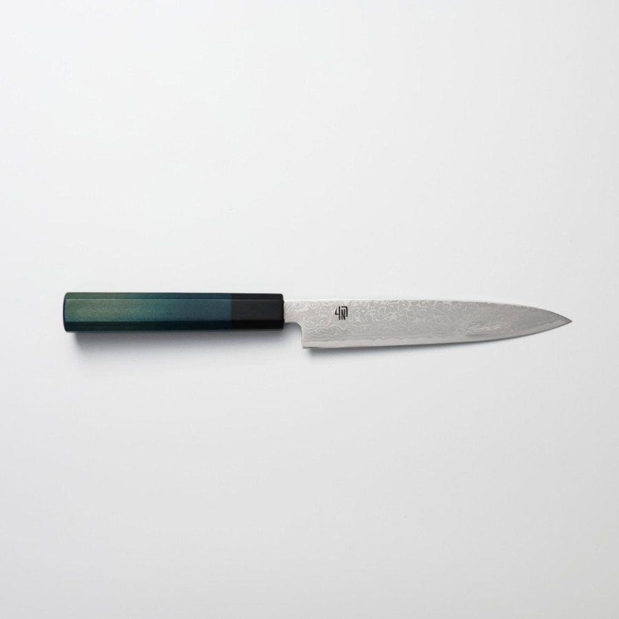 藍包丁 蔬果刀 150mm 銀三鋼 大馬士革