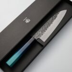 藍包丁 三德 170mm 鉬釩鋼 黑打鎚目