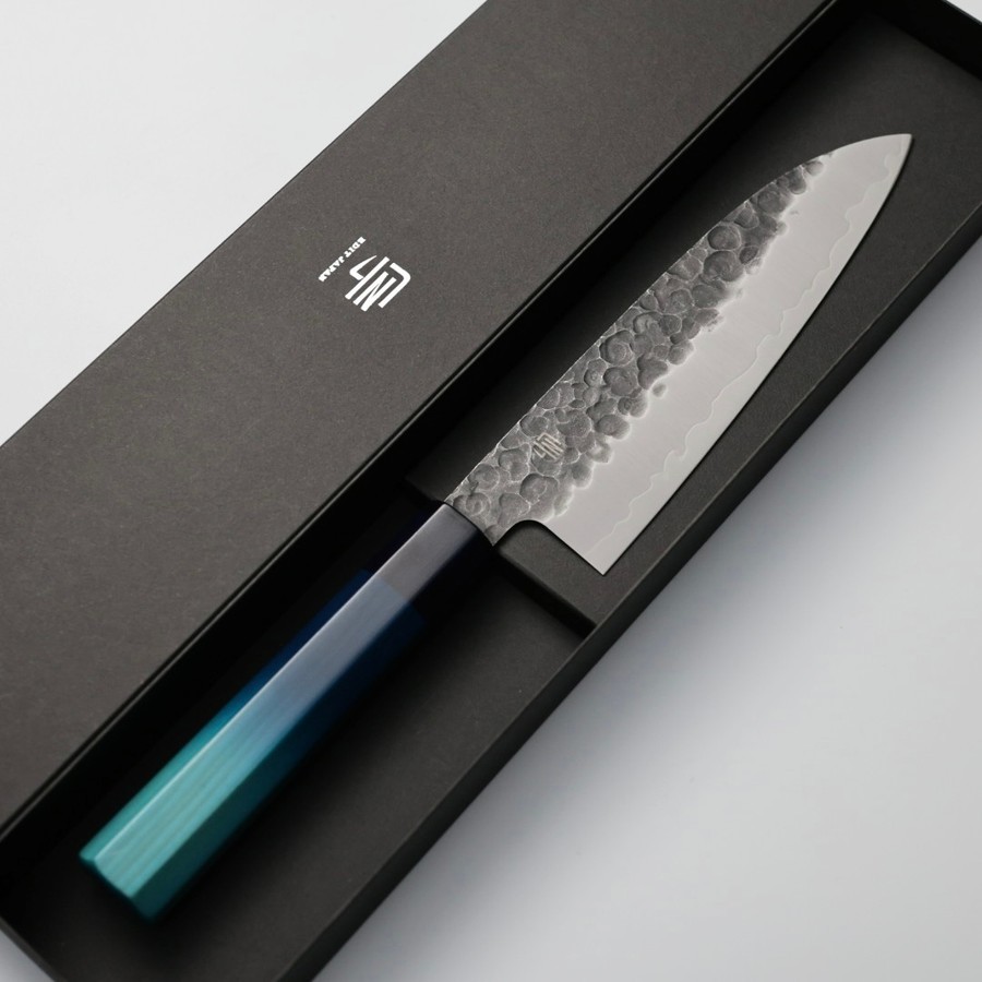 藍包丁 三德 170mm 鉬釩鋼 黑打鎚目